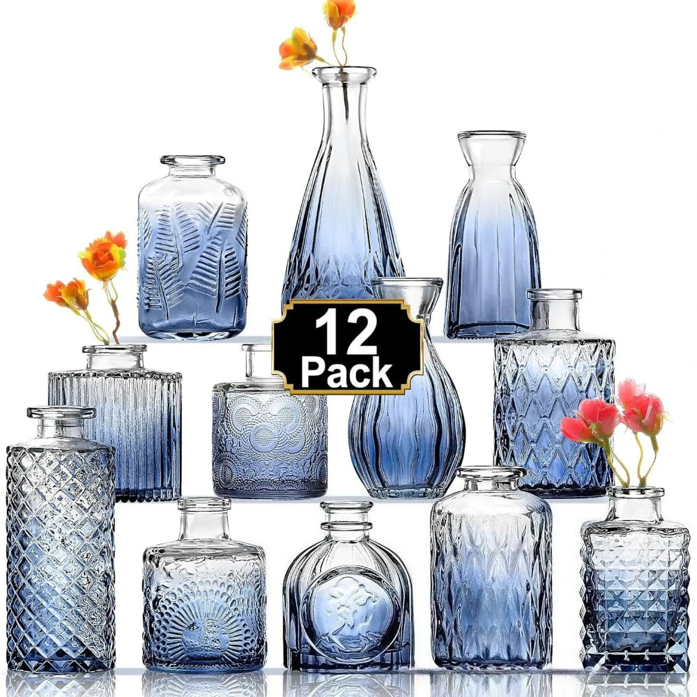 vases verre transparents ombre vintage vert marron bleu rose élégants décoration fleurs