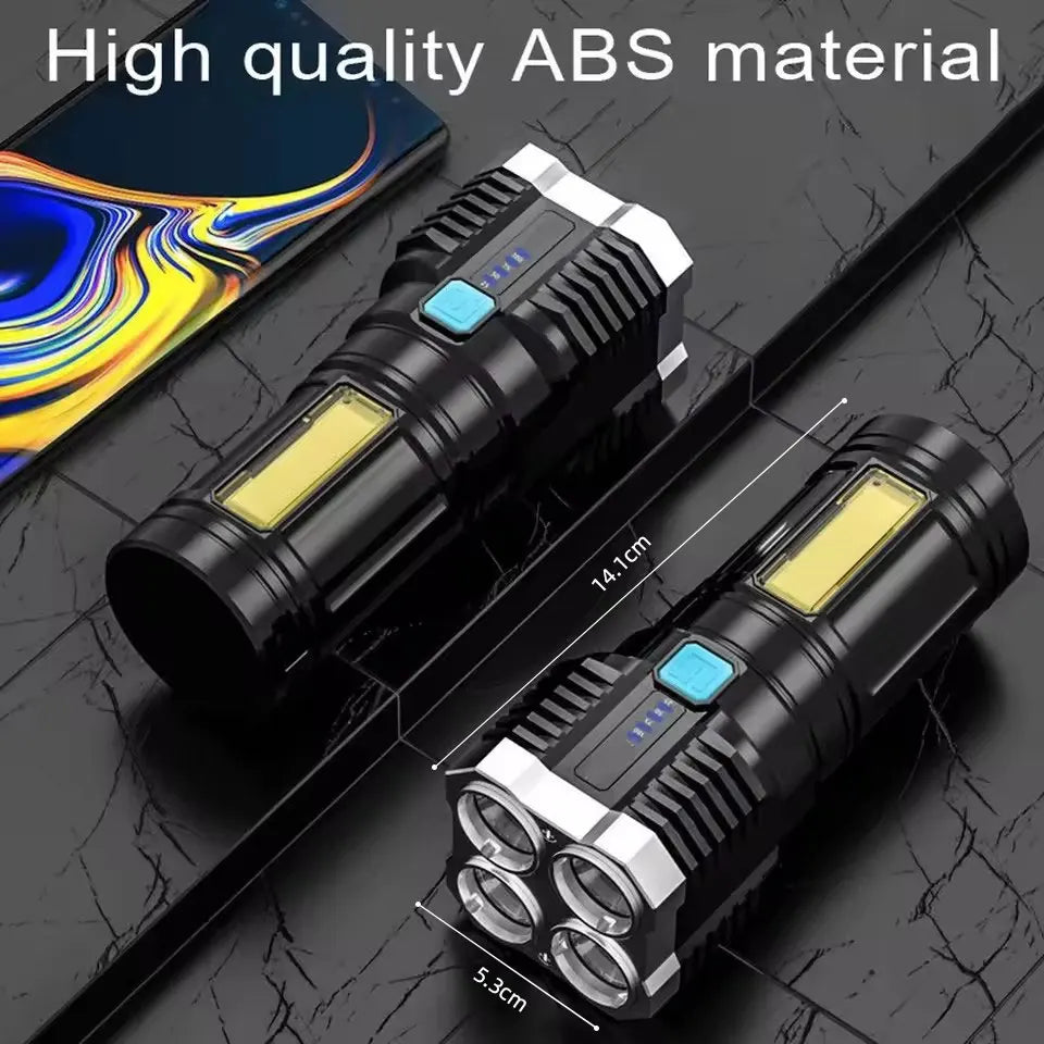 torche led rechargeable puissante 1000 lumens 10w argentée noire industrielle