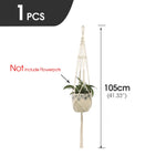 support plante suspendue macramé blanc fait main décoration jardin intérieur boho corde coton