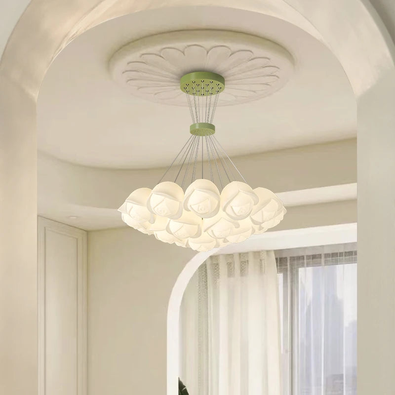 suspension lumineuse moderne fer blanc forme géométrique simple interrupteur tactile flux lumineux variable led