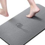tapis bain pierre diatomite moderne gris légerement rugueux respectueux environnement rapide absorption antidérapant