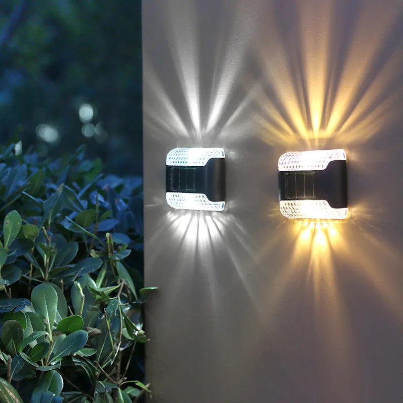 lampe solaire murale moderne noir blanc grille diamantsextérieur decoration jardin balconurgence vacances led ip65