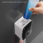 distributeur dentifrice automatique blanc noir moderne pratique adhésif salle bain hygiène oral plastique rechargeable