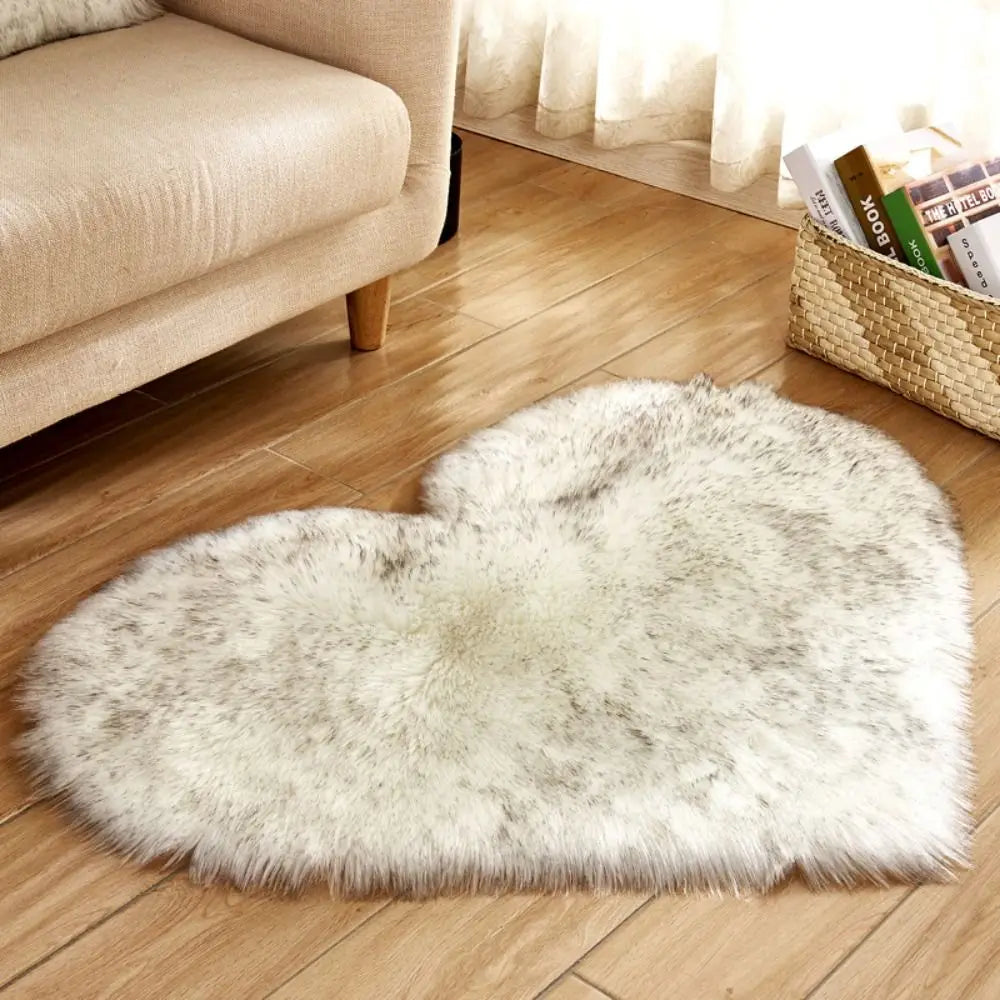tapis cœur peluche rose blanc moderne chambre doux sans bpa pvc polyester vinyle