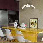 Suspension lumineuse moderne oiseau blanc opaque tringle ampoule intégrée chambre étude