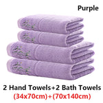 serviettes bambou brodées vert violet rose blanc classiques absorbantes maison