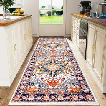 tapis sol intérieur motif floral classique polyester lavable salon cuisine couloir