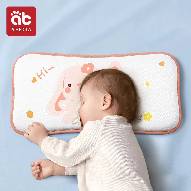 oreiller bébé imprimé animaux mignons blanc vert rose bleu coton polyester refroidissement quatre saisons