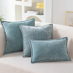 coussin chenille 50x50 cm moutarde motif uni moderne décoration maison øillet fixé