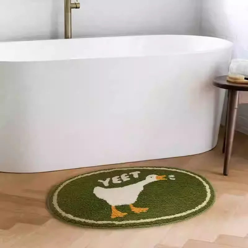 tapis vert blanc ovale canard yeet moderne antidérapant absorbant eau chambre bain vestibule doux
