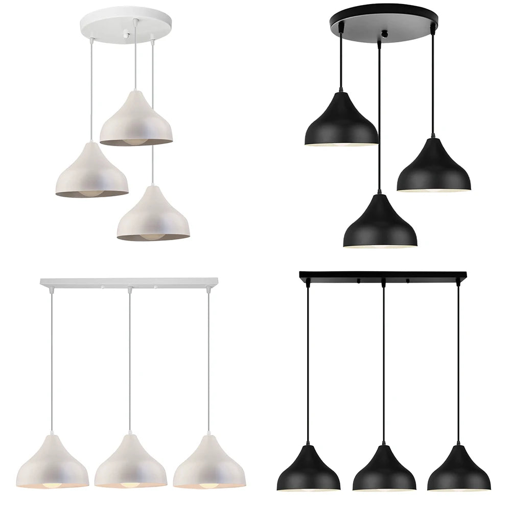 luminaire suspendu conique aluminium blanc noir moderne opaques salon chambre restaurant