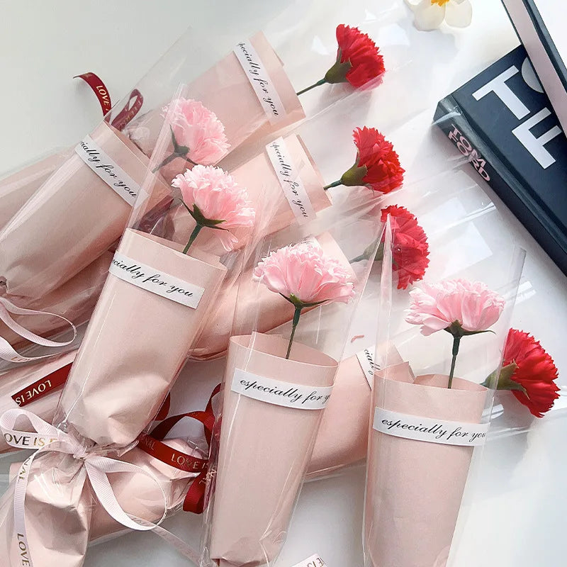 bouquet fleurs artificielles rose mariage décoration intérieure moderne élégante anniversaire cadeau fête transparent ruban