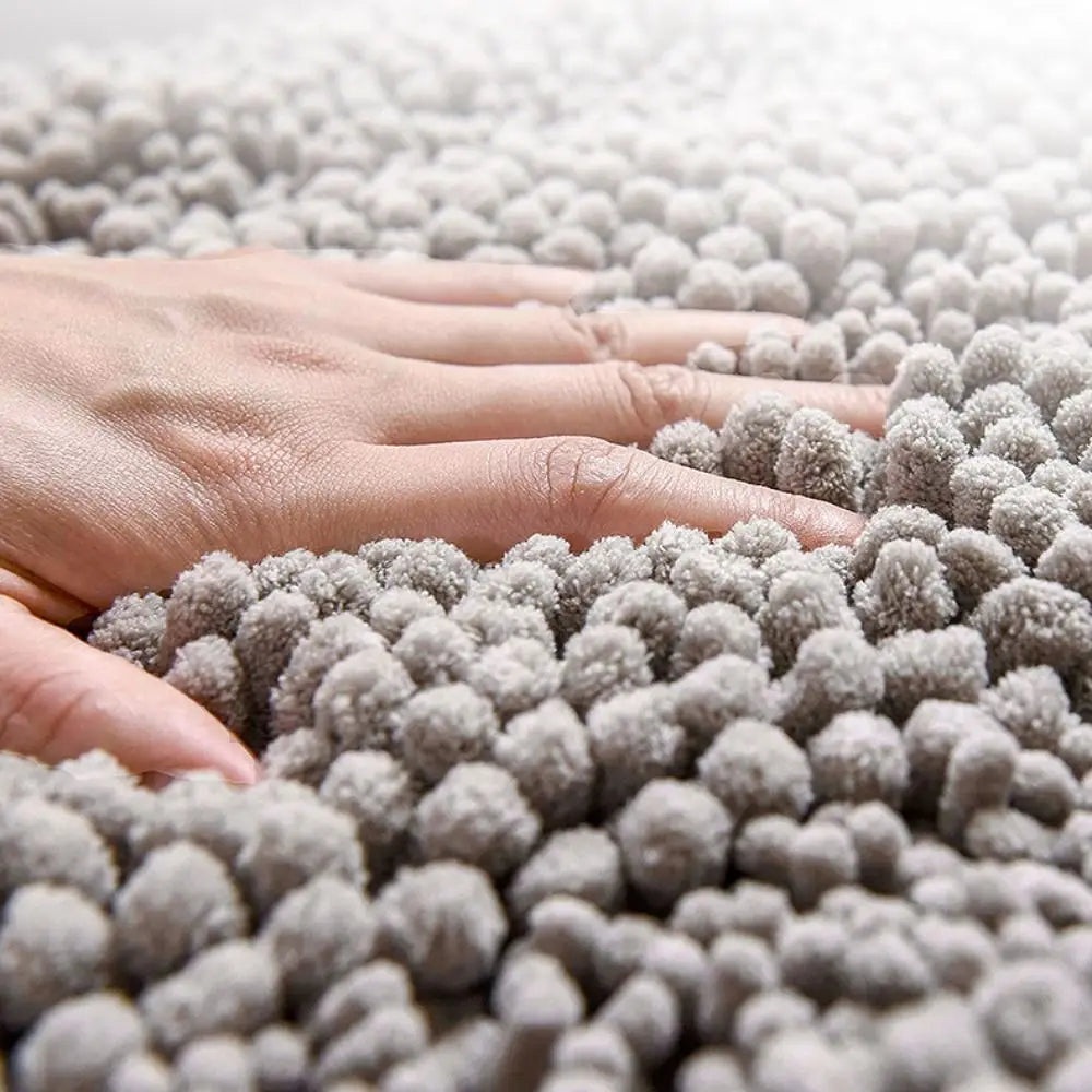 tapis bain antidérapant moderne tissu boules relief beige vert clair gris