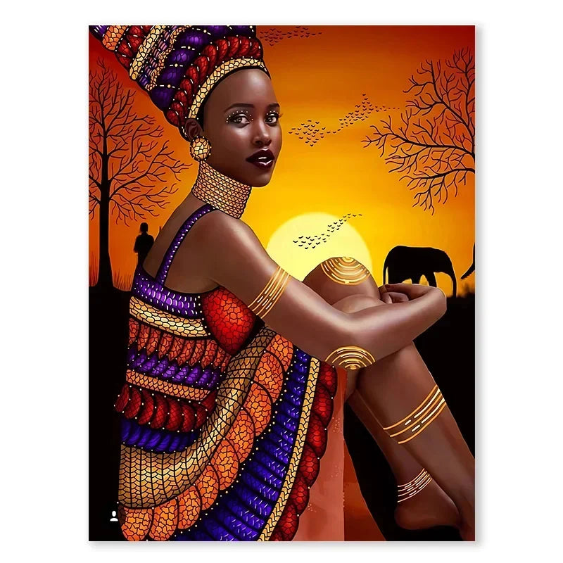 toile d'art contemporain ethnique motifs africains multicolores salon chambre erotique moderne