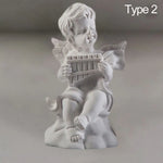 statuette ange blanc instrument classique résine polie décor maison 3.8x3.5x7cm