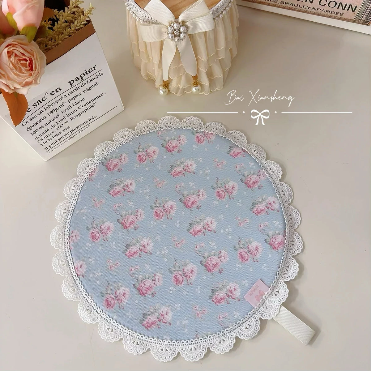 coasters fleur rose géométriques dentelés vintage blanc opalets résistants chaleur