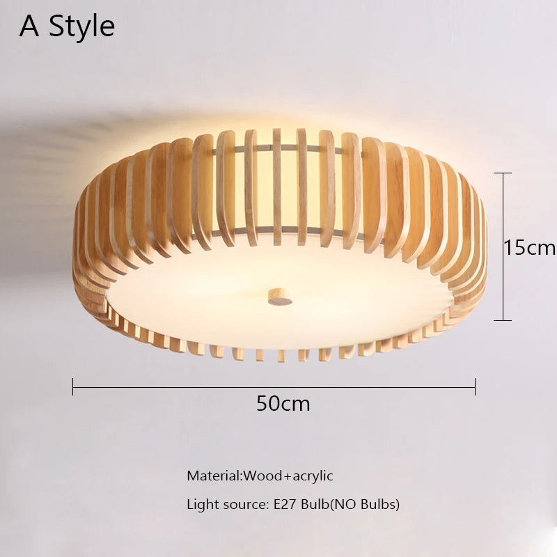 lampe moderne bois naturel blanc rayures horizontales diffuseur acrylique éclairage salon chambre cuisine