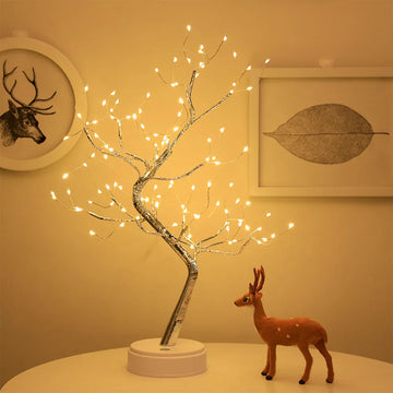 veilleuse arbre led diy multicolore argenté blanc modernes chambre déco lumière tactile usb aa