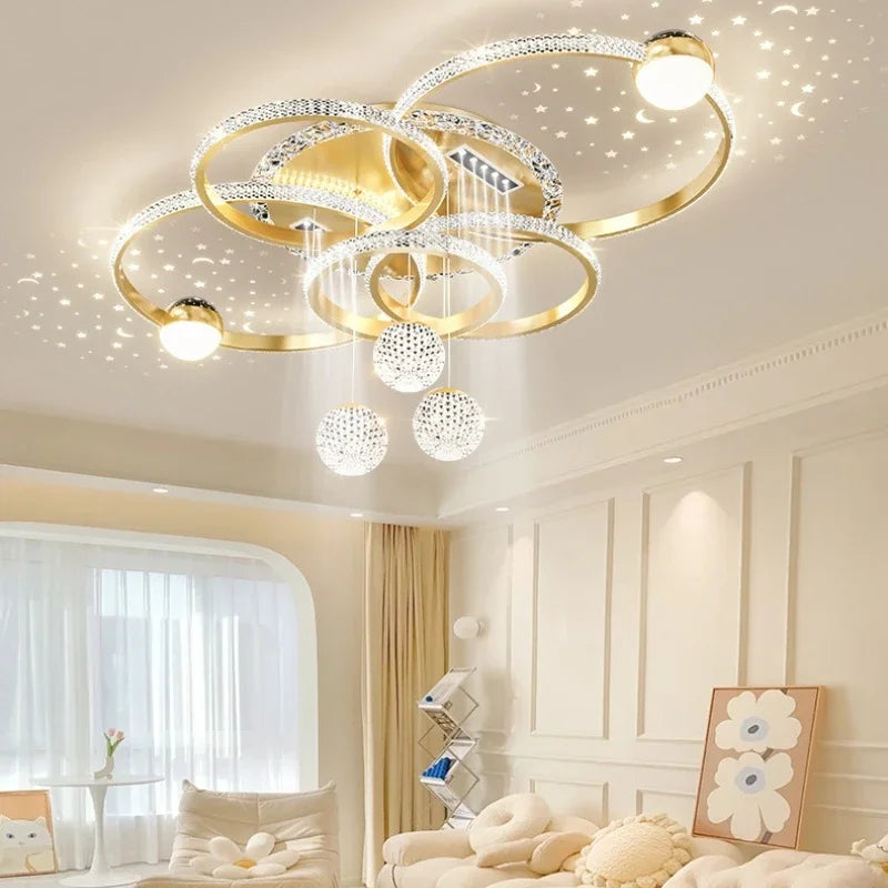 lustre moderne or cristaux scintillants suspension sphérique orientable chambre salon