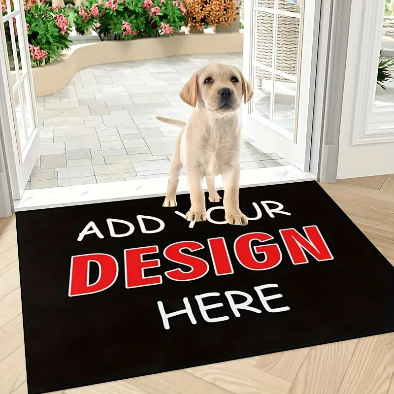 tapis moderne porte personnalisé lettres noires rouges antidérapant polyester mousse mémoire forme adultes salon