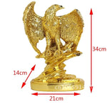 statue or aigle plumes détaillées surface brillante classique décorative résine posé socle rocheux