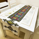 nappe géométrique ethnique polyester couleur rouge bleu blanc table mariage salle manger