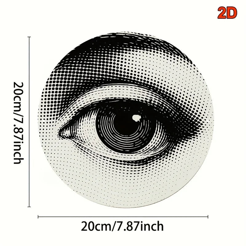 sticker mural oeil géométrique pop art noir blanc 20cm fixation murale decoration chambre