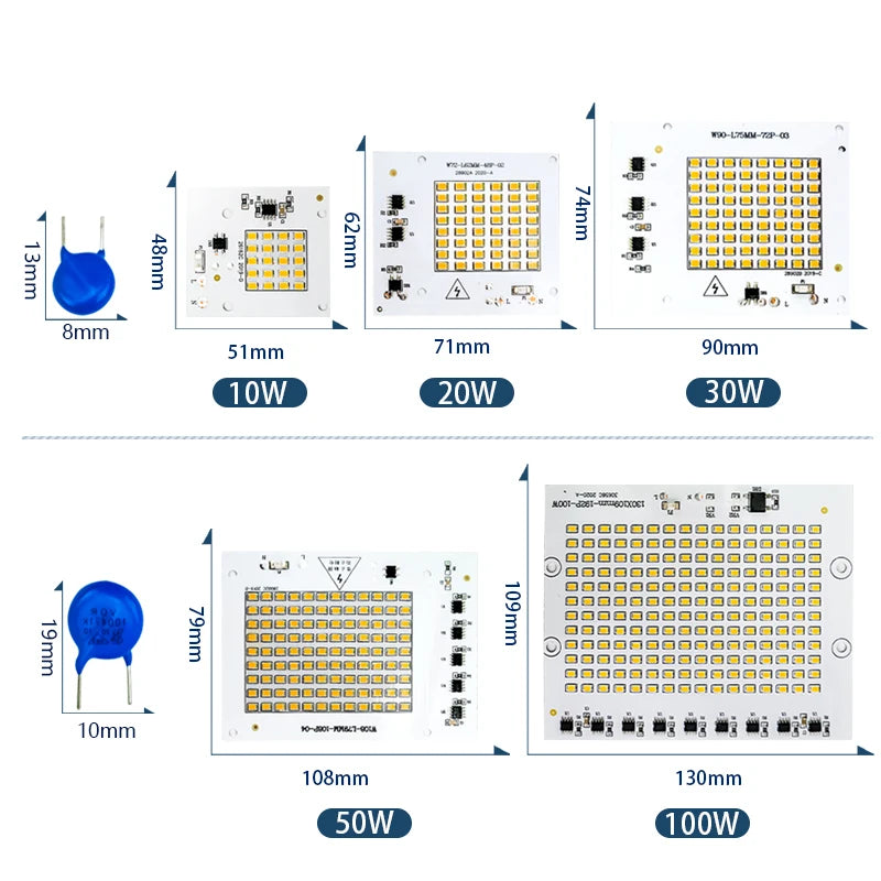 plaque led 10w 20w 30w 50w 100w blanc moderne diodes connecteurs