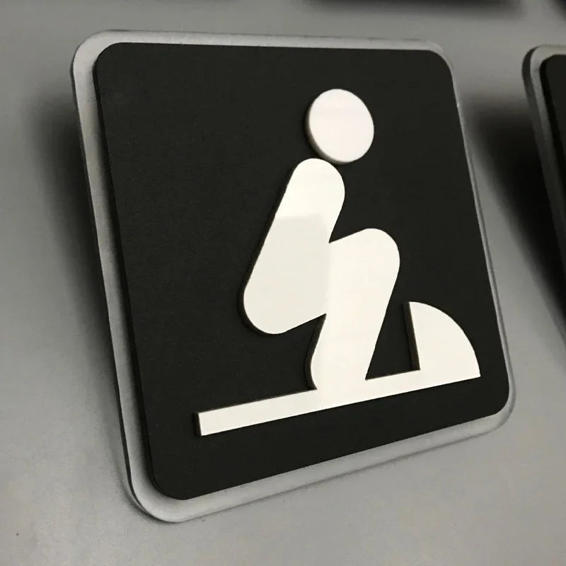sticker signalétique toilette homme moderne minimaliste noir blanc decoration salle bains