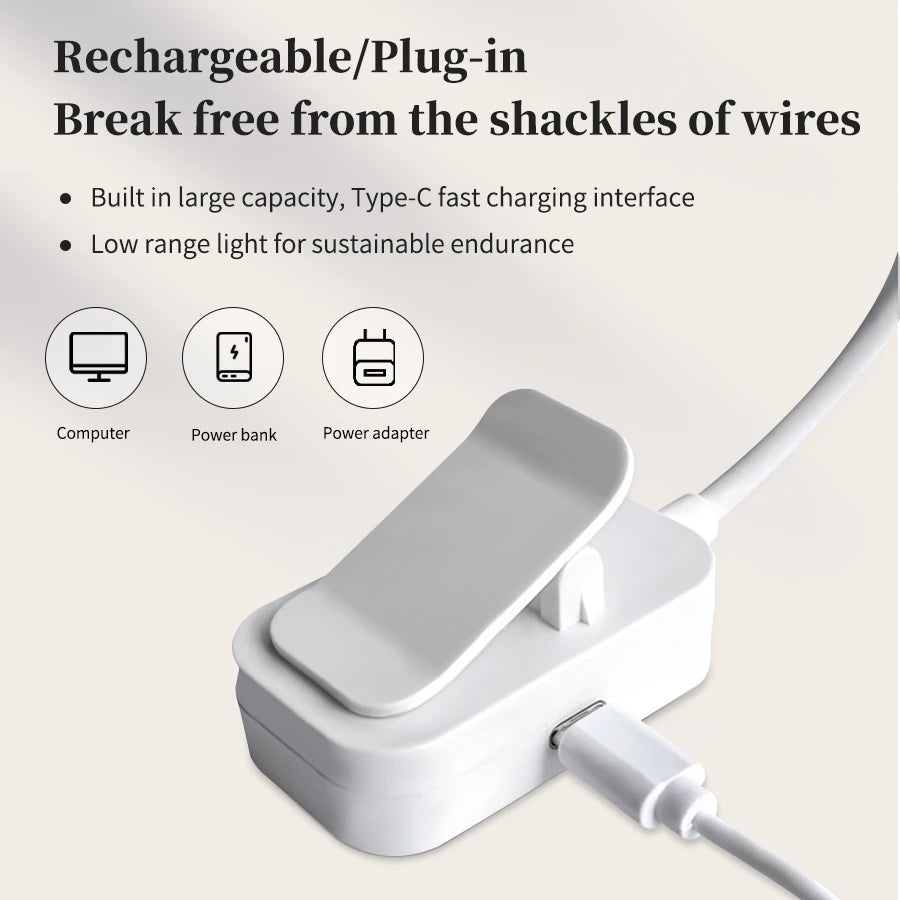 lampe pince rechargeable led blanc moderne apprendre protéger yeux switch chargeur