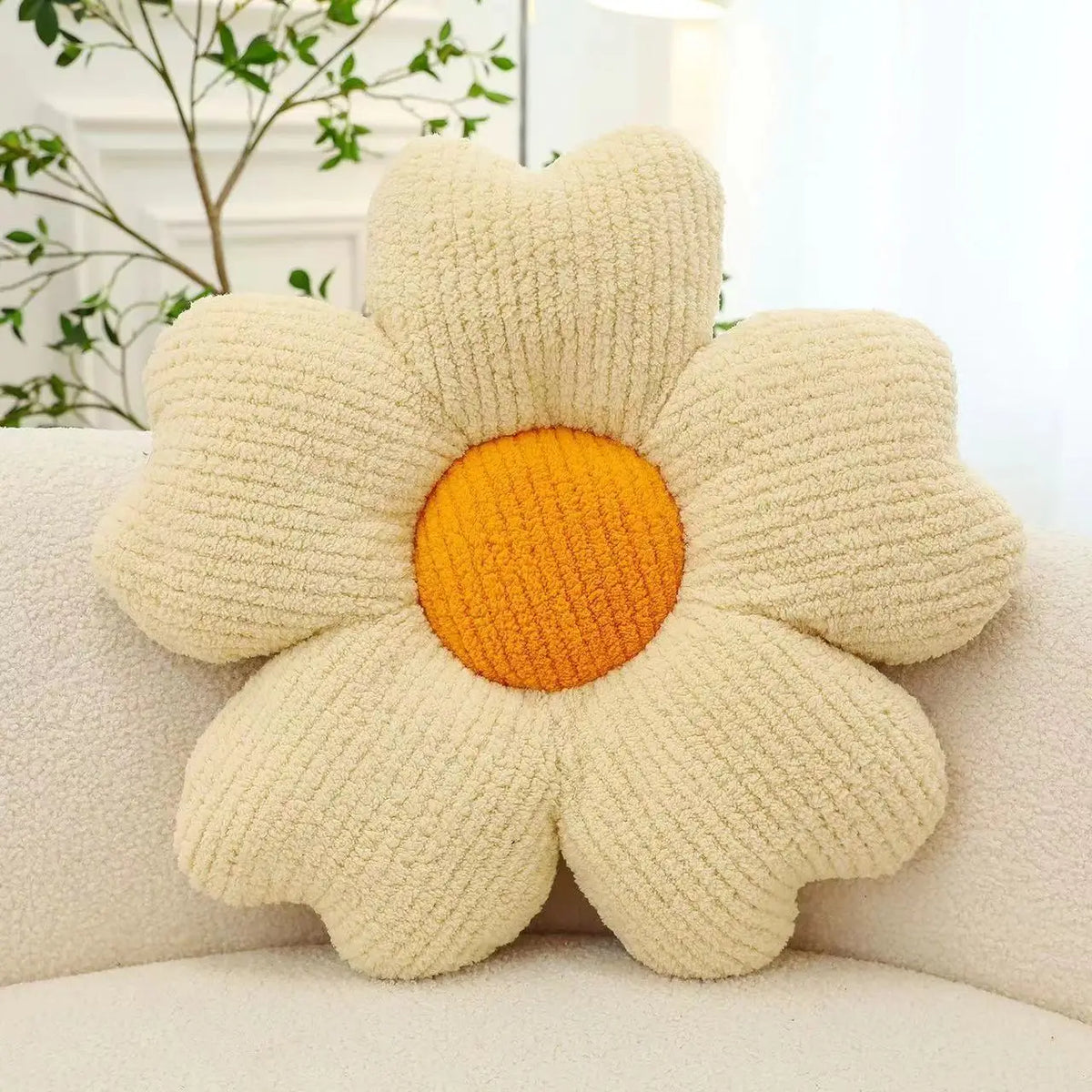 coussin décoratif fleurs relief polyester moderne orange vert rose beige marronclair