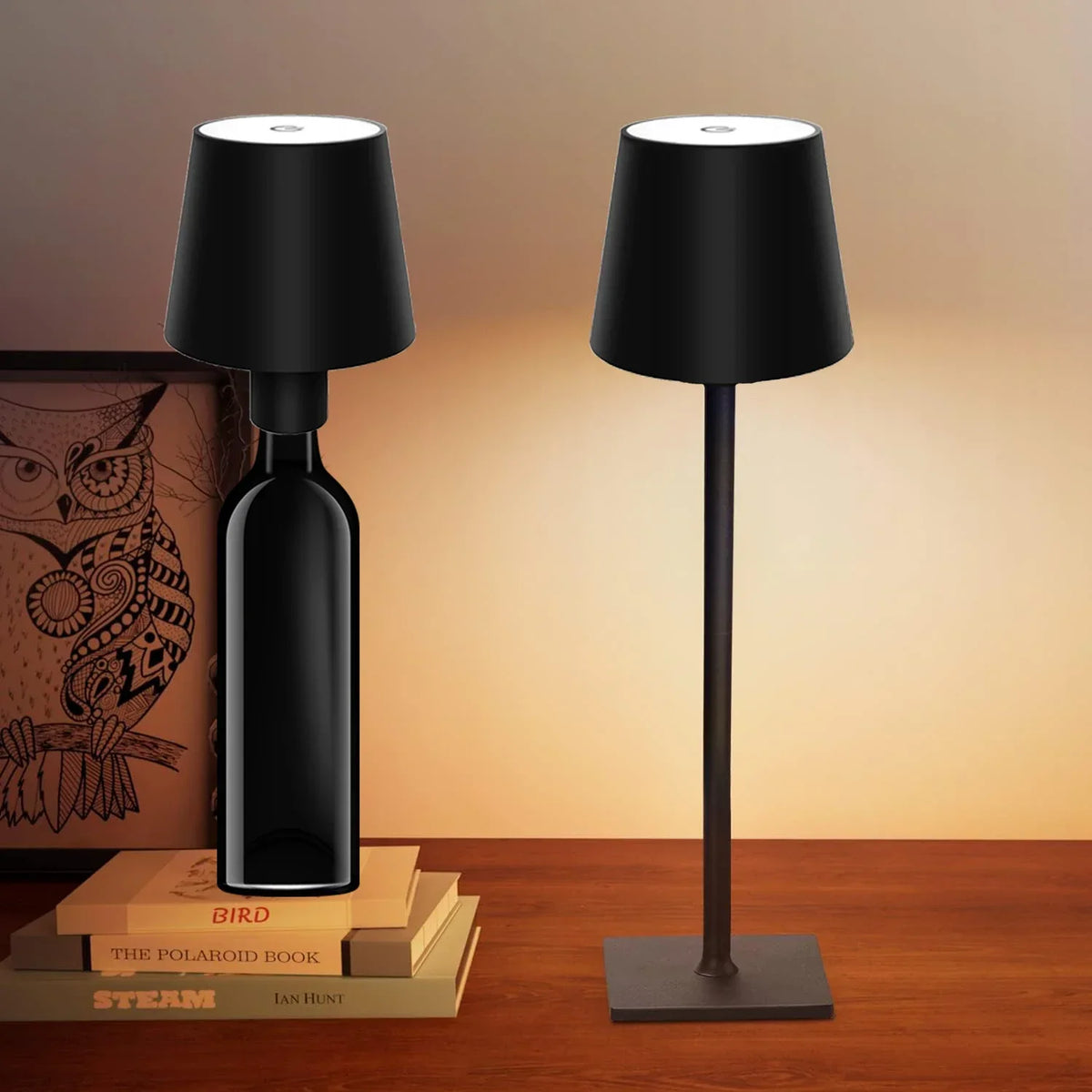 lampe table rechargeable led noir moderne base plate abatjour cable charge