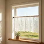rideau dentelle beige clair classique transparent crochet 70x60cm 100x60cm chambre cuisine bureauhôtel