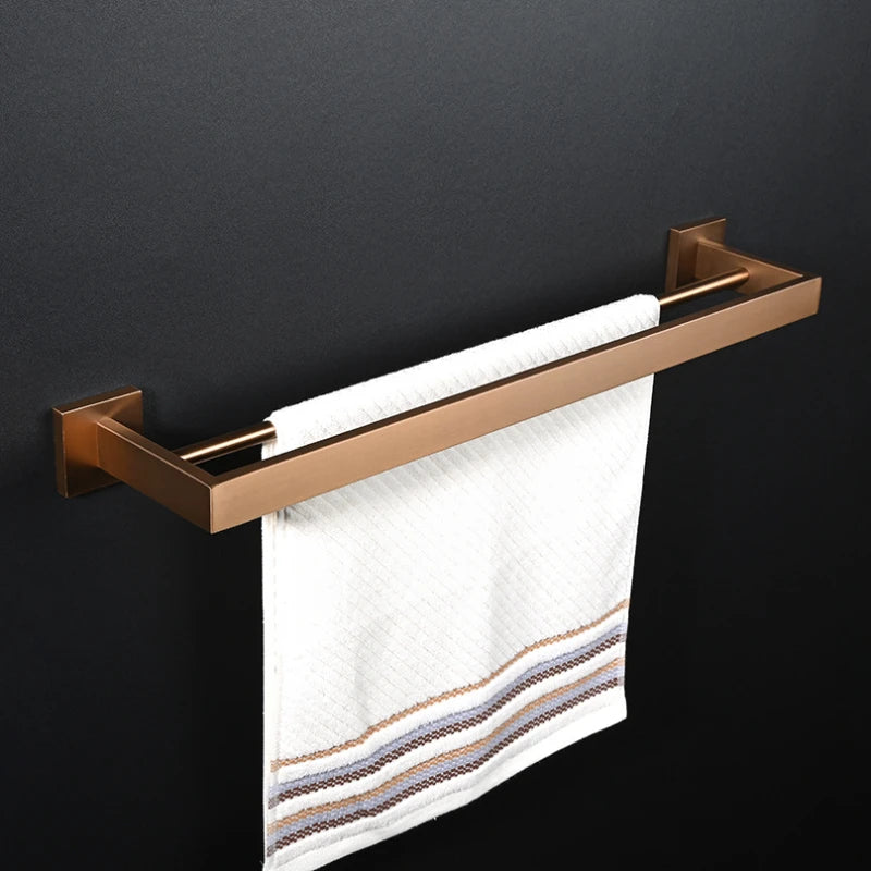 accessoires salle bain or rose moderne acier inoxydable finition brossée porte serviettes barre vis