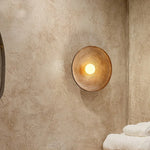lampes murales modernes rétro ampoules led beige marron clair textures concentriques chambre entrée étude