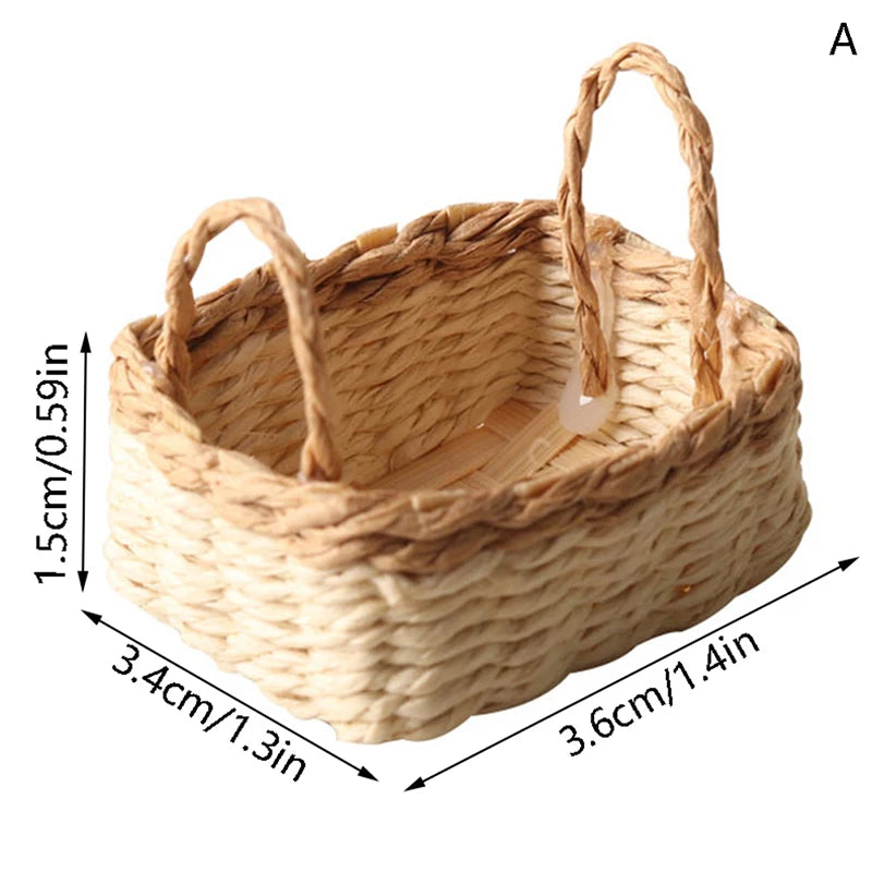 paniers tissés bambou rustique poignées tissu nature animaux collection miniature decoration