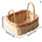 paniers tissés bambou rustique poignées tissu nature animaux collection miniature decoration