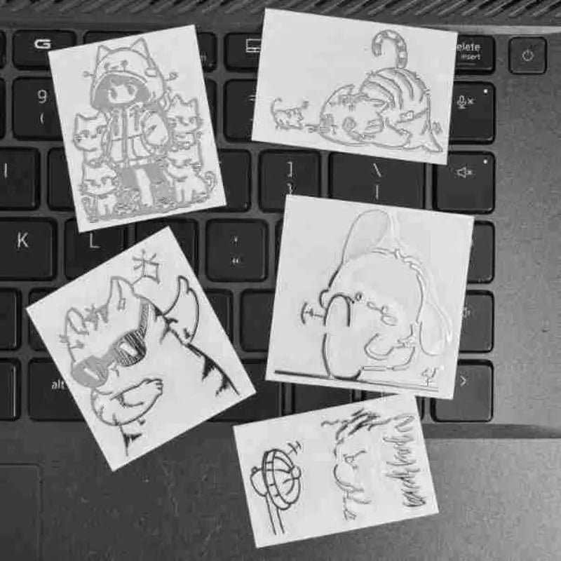 sticker autocollant 3d dessins animés chat noir blanc décoration téléphone diy illustration simple