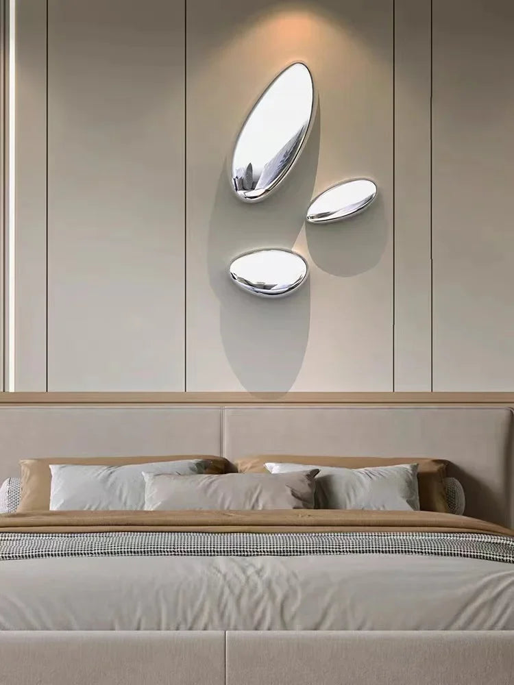 miroir moderne argenté ondulé adhésif mural décoration intérieure chambre salon