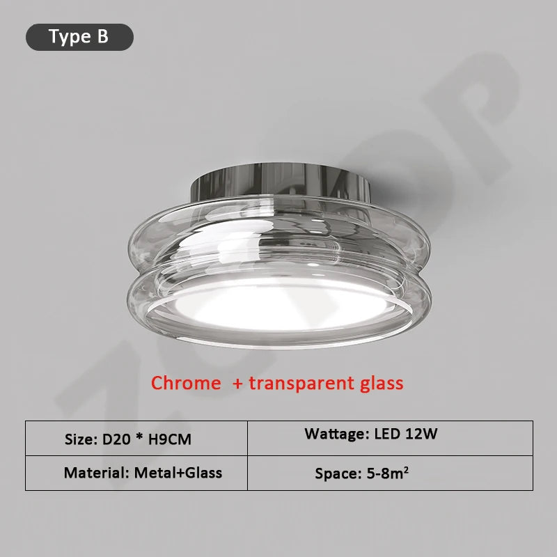 plafonnier led verre cristal noir chrome moderne minimaliste transparent chambre