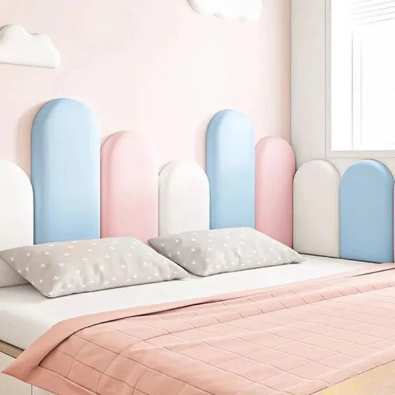 décoration murale moderne tête lit rose bleu blanc autocollant rond minimaliste 50cm 40cm chambre