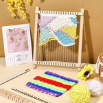 tissage main artisanal bois clips fil couleur crochet planche tapisserie DIY primitive