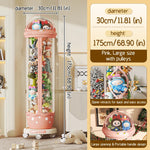 boîte rangement transparente peluches alien beige étoiles ouverture large roulettes mobile