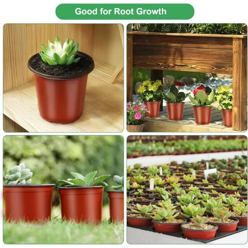 pots semis plastique rouge moderne perforés plantes pots fleurs jardinerie culture