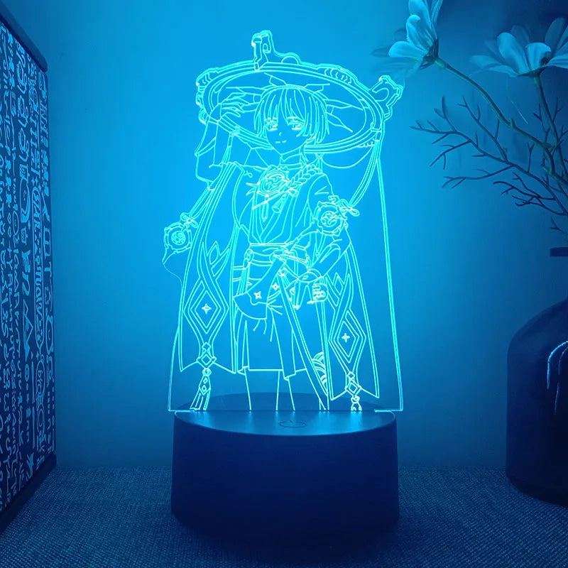 lampe 3d led dessin animé transparente veilleuse batterie aa rechargeable câble usb base solide