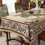 nappe table rectangle polyester fleur printemps été automne hiver traditionnelle européenne beige rouge verte