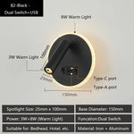 lampe murale moderne bronze blanc prise usb réglable chambre coucher