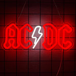 néon lumineux rock roll ac dc high voltage couleurs vives logo texte fixations