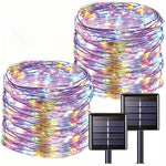 guirlande lumineuse solaire extérieure led décor jardin terrasse étanche jaune doré clips fixations