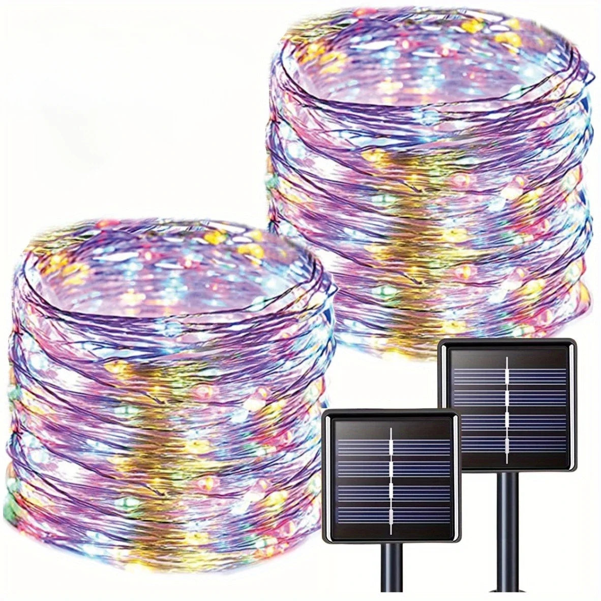 guirlande lumineuse solaire extérieure led décor jardin terrasse étanche jaune doré clips fixations